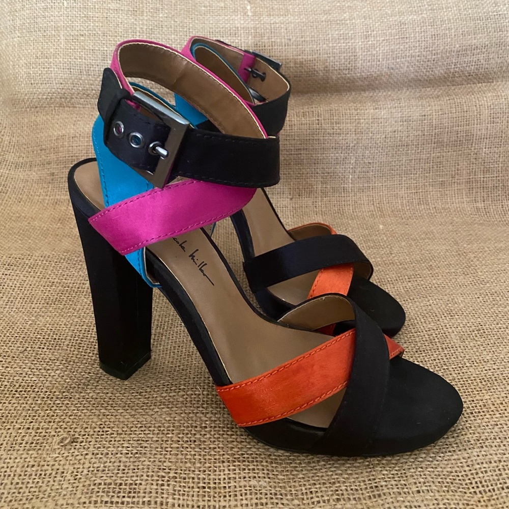 Nicole Miller satin strappy heels